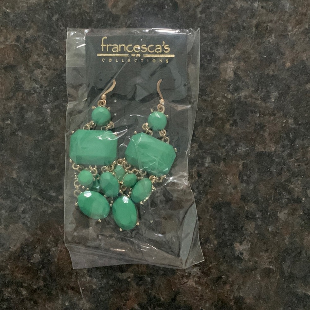 Green Square Chandelier Earrings Francesca’s Collections